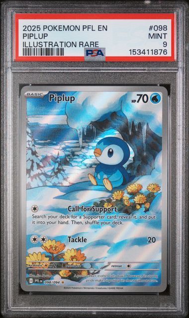 PSA 9 - 2025 POKEMON PFL EN-PHANTASMAL FLAMES #098 PIPLUP ILLUSTRATION RARE - [153411876]
