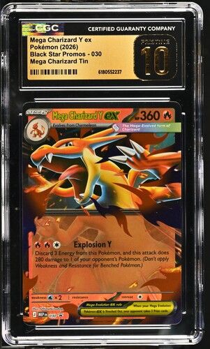 CGC Pristine 10 - MEGA CHARIZARD Y POKEMON (2026) BLACK STAR PROMOS - 030 MEGA CHARIZARD TIN - [6180552237]
