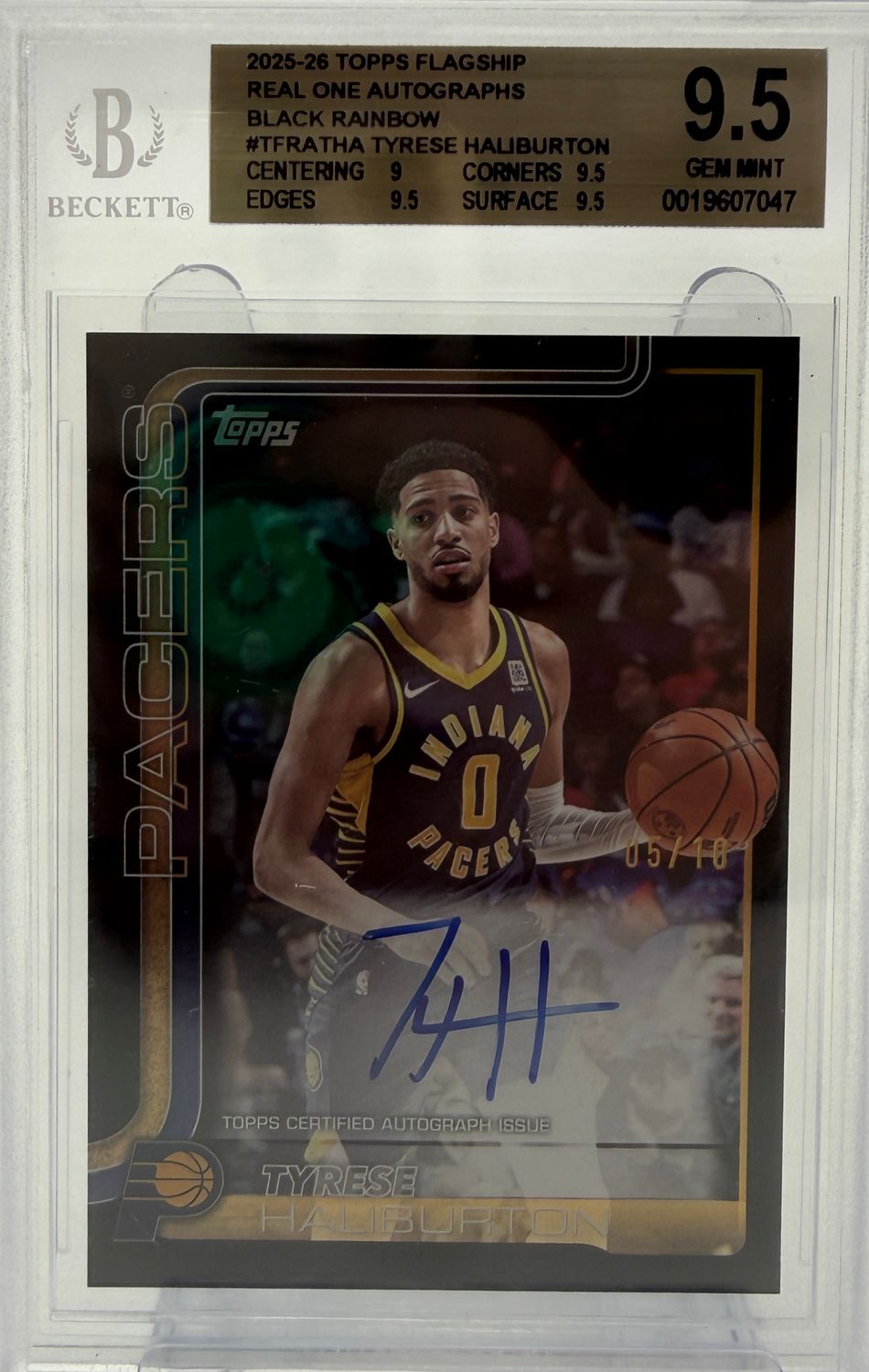 BGS 9.5 - Basketball Tyrese Haliburton TFRA-THA Black Rainbow 05/10 Topps Flagship English 2025-26 [0019607047]