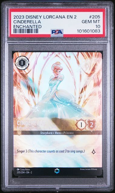 PSA 10 - Lorcana Cinderella 205/204 Enchanted Rise of The Floodborn English 2023 [101601083]