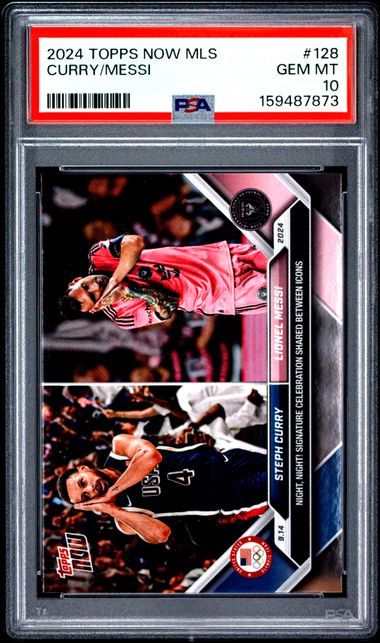 PSA 10 - Topps Steph Curry Lionel Messi #128 Topps Now 2024 [159487873]