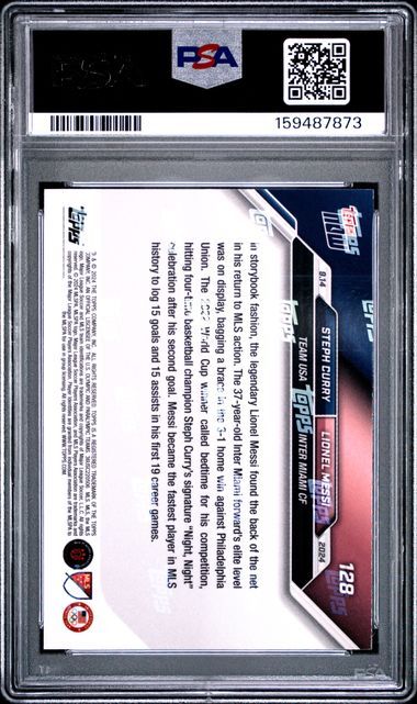PSA 10 - Topps Steph Curry Lionel Messi #128 Topps Now 2024 [159487873]