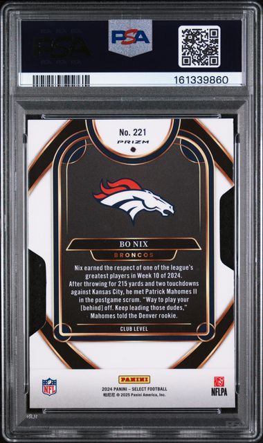 PSA 8 - Panini Bo Nix 221 Die-Cut Silver Prizm Select 2024 [161339860]