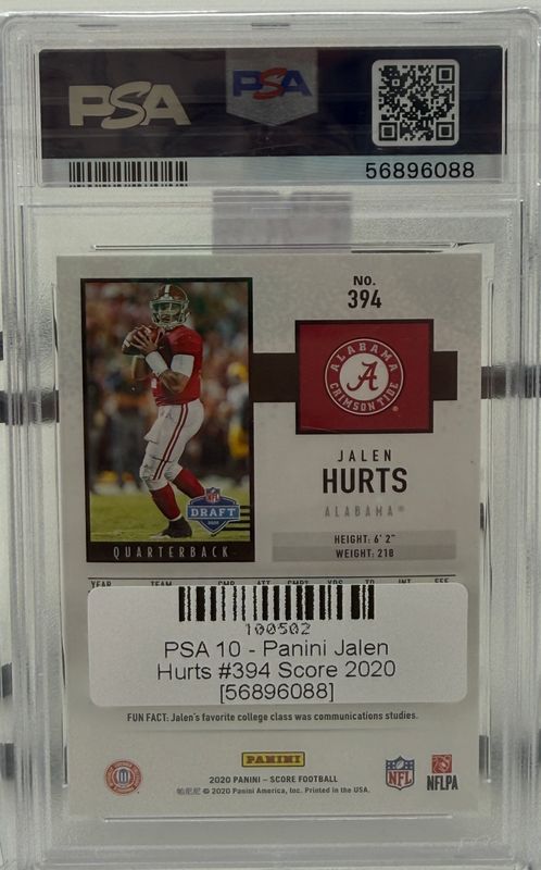 PSA 10 - Panini Jalen Hurts #394 Score 2020 [56896088]