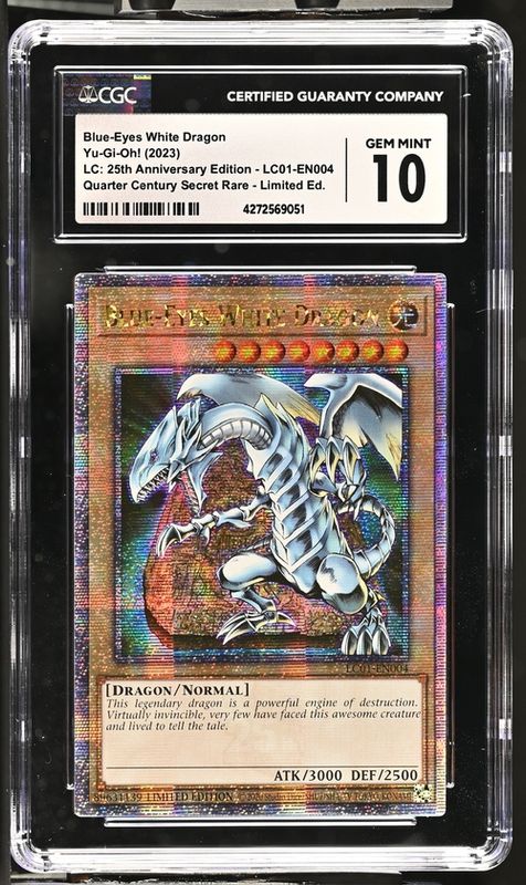 CGC 10 - BLUE-EYES WHITE DRAGON YU-GI-OH! (2023) LC: 25TH ANNIVERSARYEDITION - LC01-EN004 QUARTER CENTURY SECRET RARE - LIMITED ED. - [4272569051]