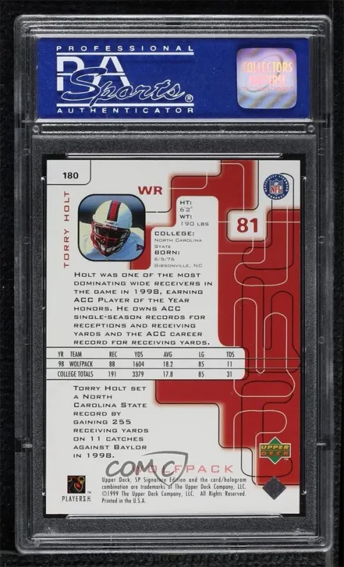 PSA 9 - 1999 SP Signature #180 Torry Holt [02184278]