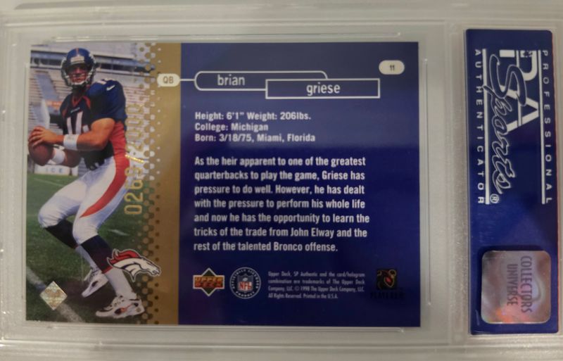 PSA 8 - 1998 SP Authentic #11 Brian Griese [03756423]