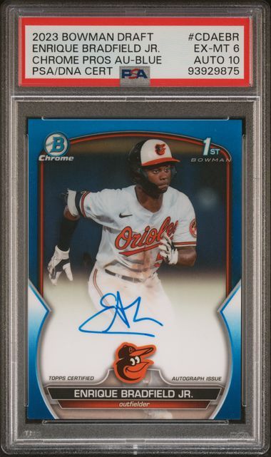 PSA 10 - Topps Enrique Bradfield Jr. #CDA-EBR Chrome Pros AU-Blue 008/150 Bowman Draft Chrome 2023 [93929875]