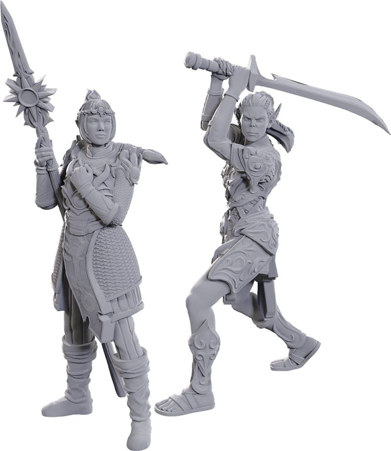 D&amp;D: Nolzur&#39;s Marvelous Miniatures: BG3: Lae&#39;zel &amp; Shadowheart (Unpainted)