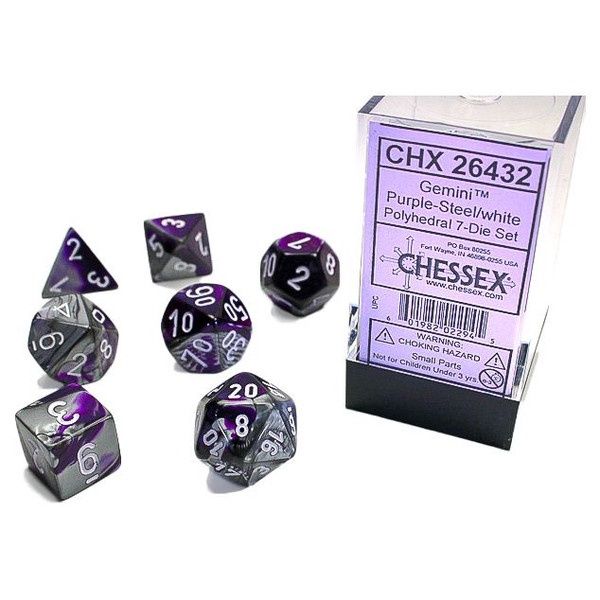 7-Set Cube Gemini Purple and Steel with White