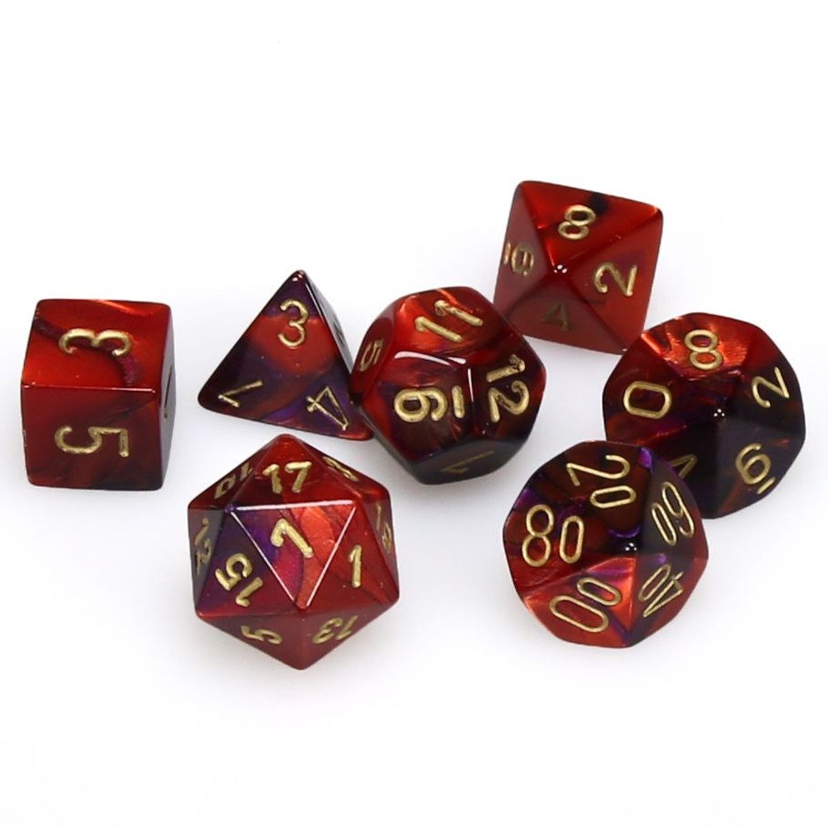 7-Set Cube Gemini Purple and Red with Gold