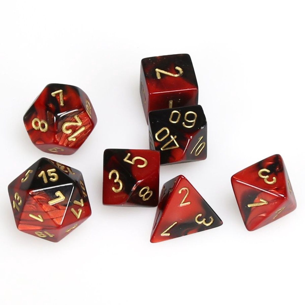 7-Set Cube Gemini Black and Red with Gold