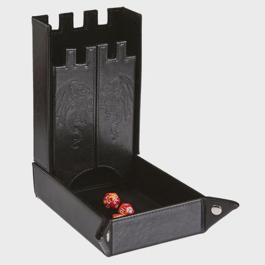 Forged Draco Castle Dice Tower &amp; Dice Tray - Black