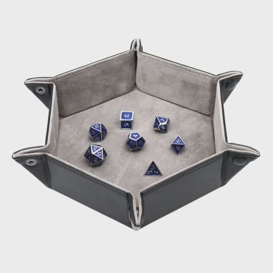 Hexagon Snap Folding Dice Tray - Grey