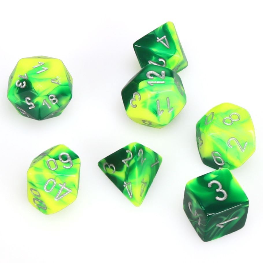 7-Set Cube Gemini Green and Yellow with silver