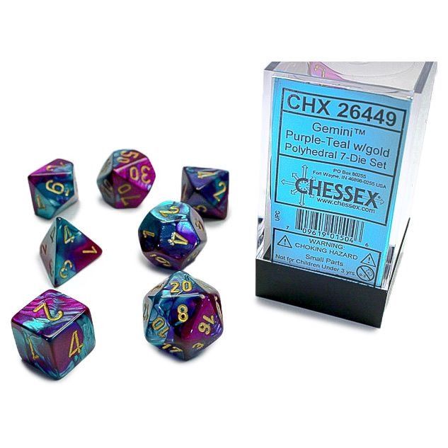 7-Set Cube Gemini Purple and Teal with Gold