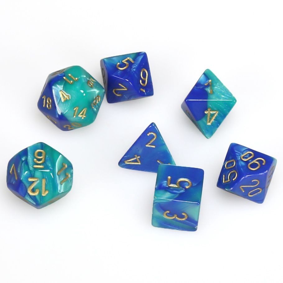 7-Set Cube Gemini Blue and Teal with Gold