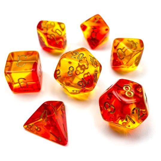 7-Set Cube Gemini Translucent Red-Yellow with Gold