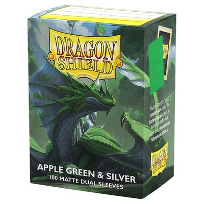 Dragon Shield: Dual Matte Standard Sleeves: Apple Green &amp; Silver (100 count)