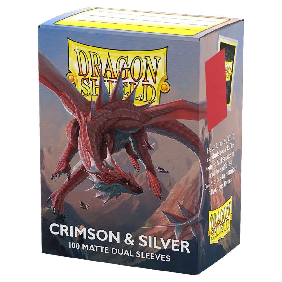 Dragon Shield: Dual Matte Standard Sleeves: Crimson &amp; Silver (100ct)