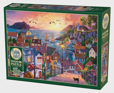 Puzzle: Coastal Town at Sunset (1000 pieces)