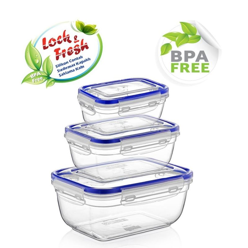 Boîte Hermétique Alimentaire Set, 3 Pièces Boîtes Alimentaires Rectangulaire en Plastique