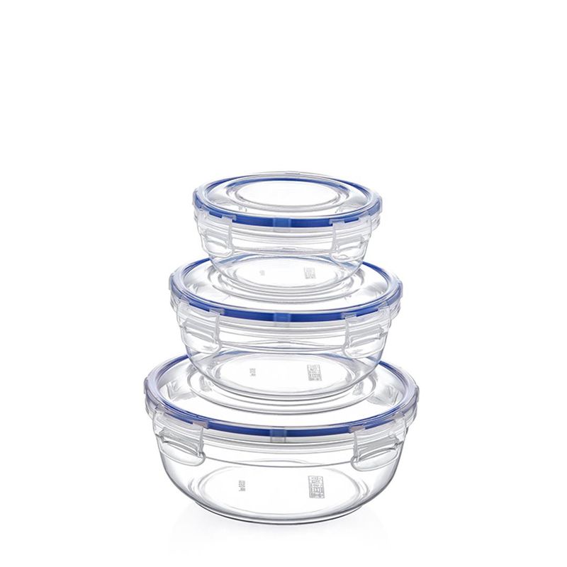 Boîte Hermétique  Alimentaire Set, 3 Pièces Boîtes Alimentaires Rond en Plastique