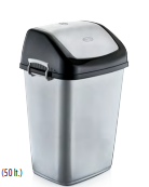 50 Litre  Poubelle en Plastique, Poubelle à Couvercle Basculant, Gris
