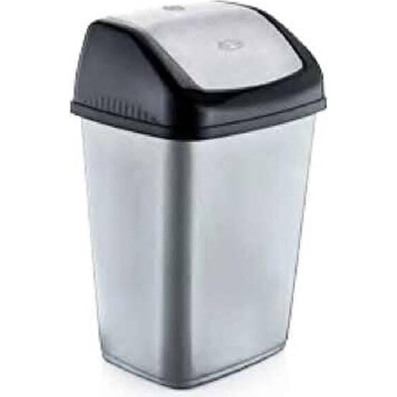 35 Litre  Poubelle en Plastique, Poubelle à Couvercle Basculant, Gris