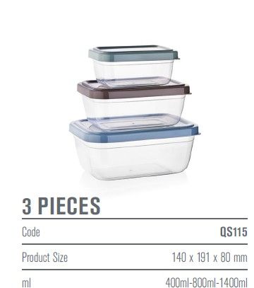 Boîte Alimentaire Set, 3 Pièces Boîtes Alimentaires Rectangulaire en Plastique