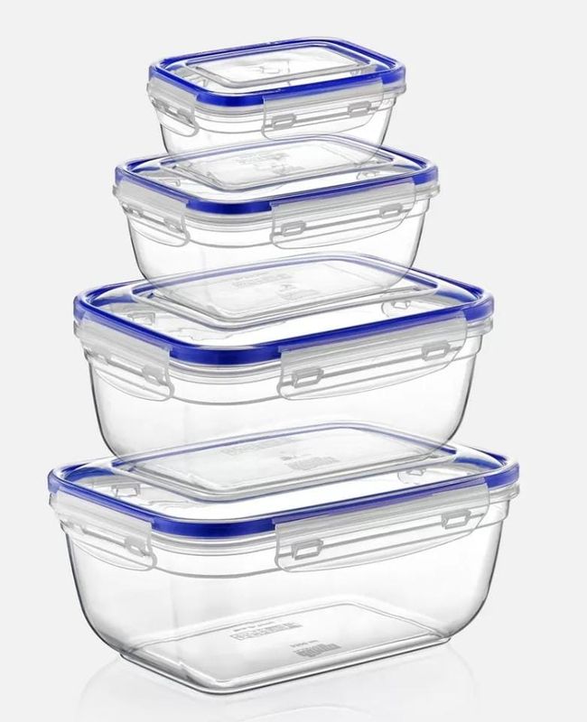 Boîte Hermétique Alimentaire Set, 4 Pièces Boîtes Alimentaires Rectangulaire en Plastique