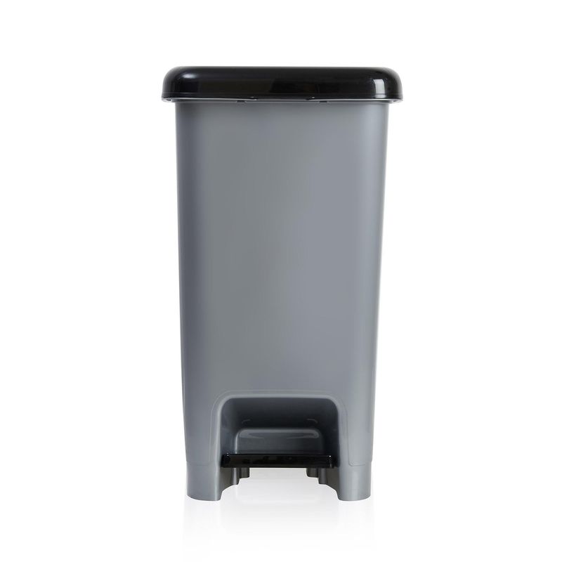 Poubelle à pédale 60 L, rectangulaire, en plastique , avec anses pour accrocher et cacher le sac, noir et anthracite, pour cuisine, bureau, buanderie, atelier, salle de bain  COULEUR GRIS
