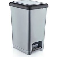 Poubelle à pédale 15 L, rectangulaire, en plastique , avec anses pour accrocher et cacher le sac, noir et anthracite, pour cuisine, bureau, buanderie, atelier, salle de bain