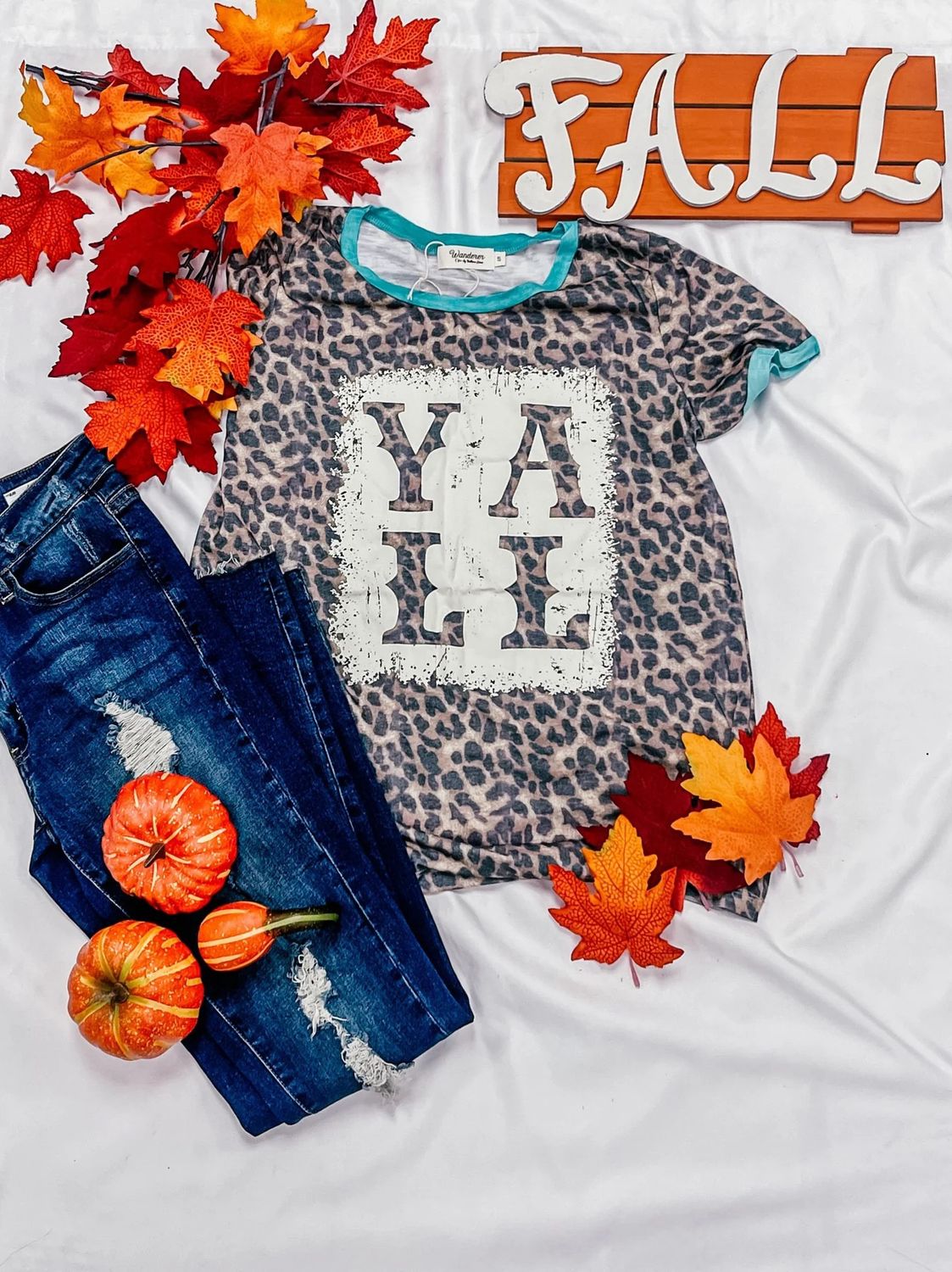 Y&#39;all on Leopard Ringer Tee