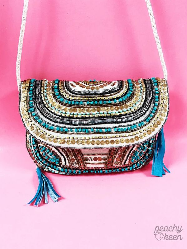 Vintage Style Turquoise Beaded Bag