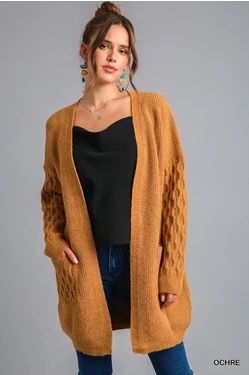 Patchwork Knitted Open Front Cardigan Sweater