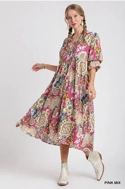 Paisley Print Midi Dress