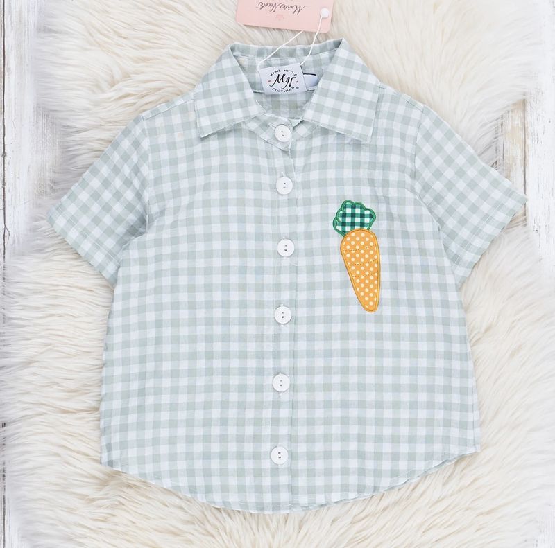 Sage Gingham Carrot Button Down Shirt