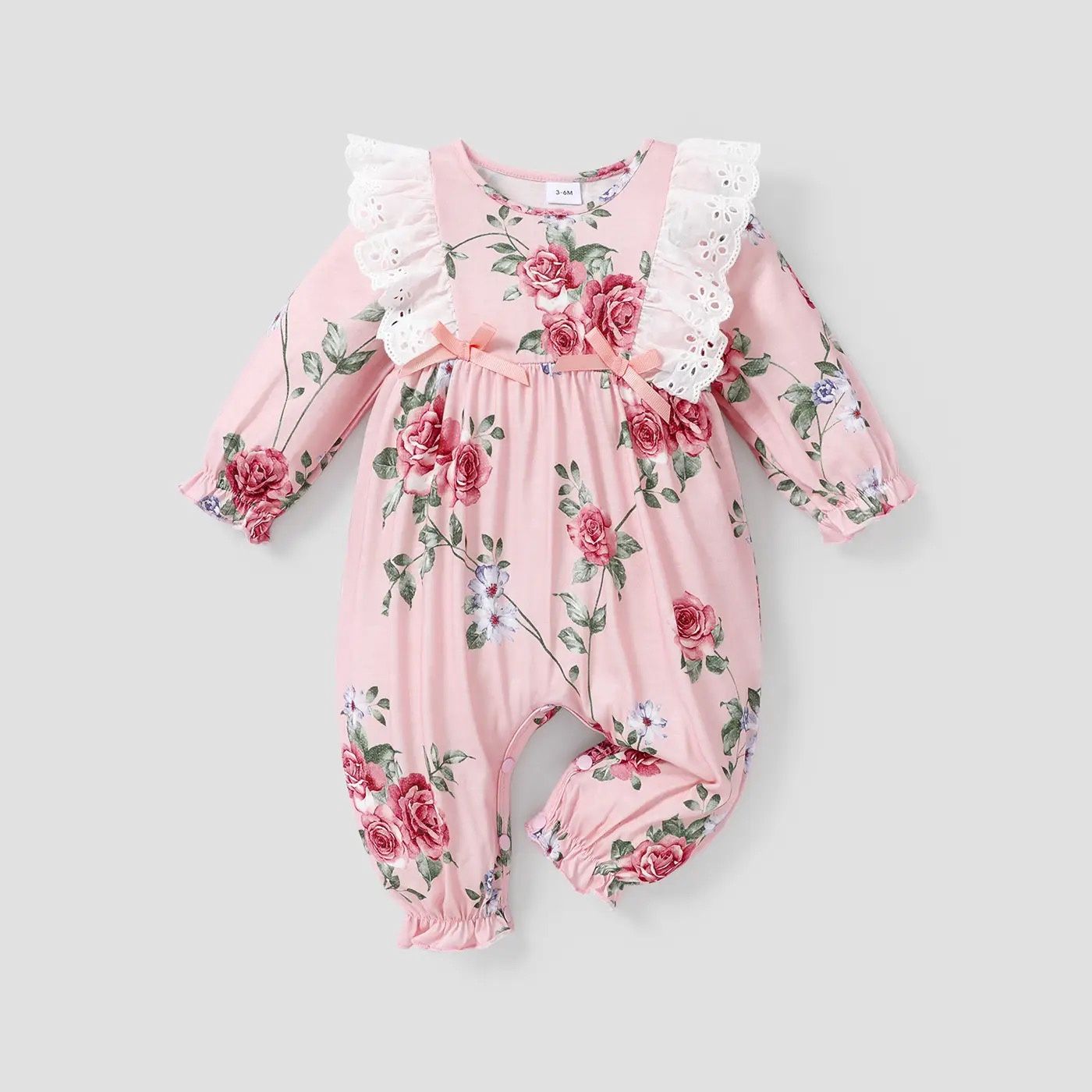 Baby Floral Ruffled Bowknot Jumpsuit