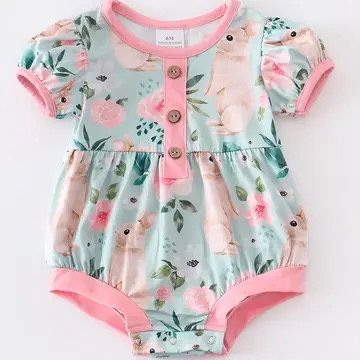 Blue Rabbit Floral Baby Romper