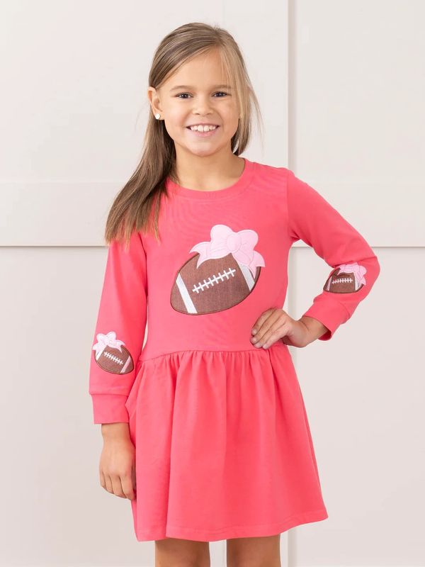 Hot Pink Touchdown Embroidered Dress