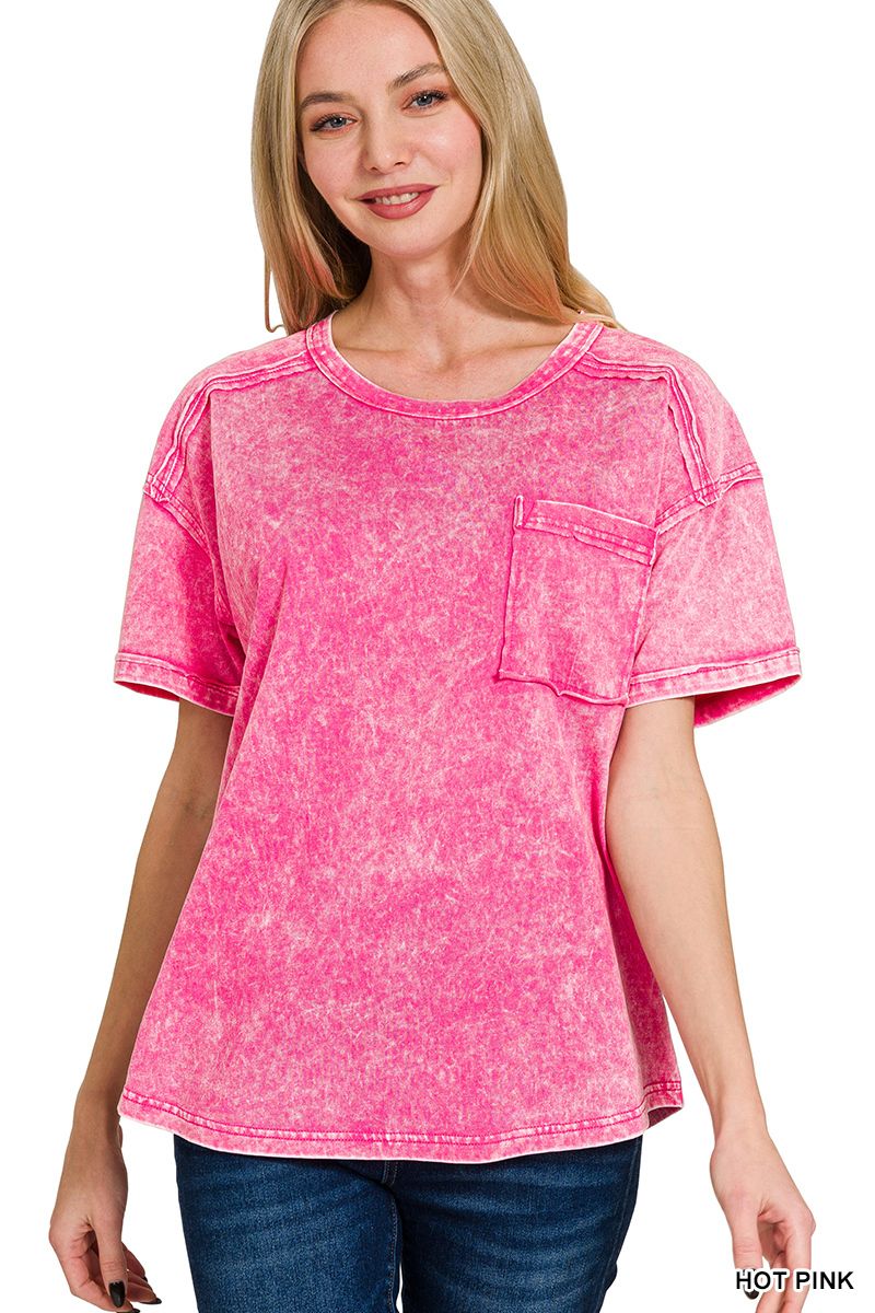 ACID WASHED ROUND NECK T-SHIRTS