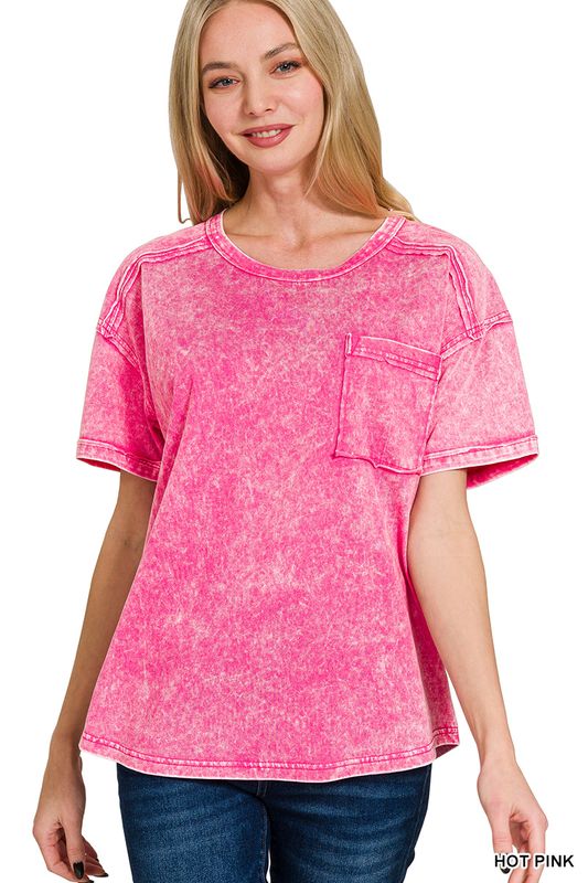 ACID WASHED ROUND NECK T-SHIRTS