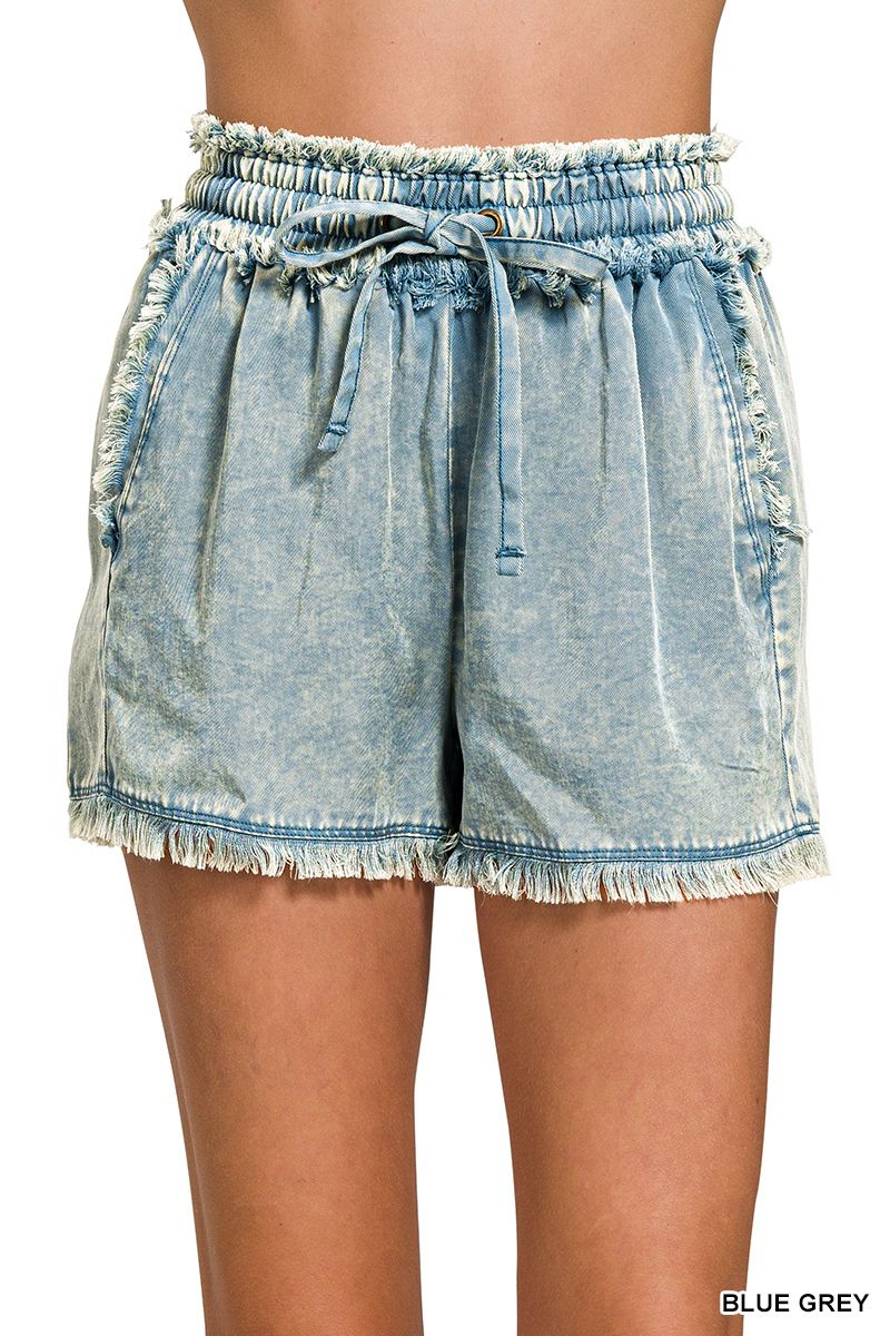 TENCEL MINERAL WASHED SHORT PANTS