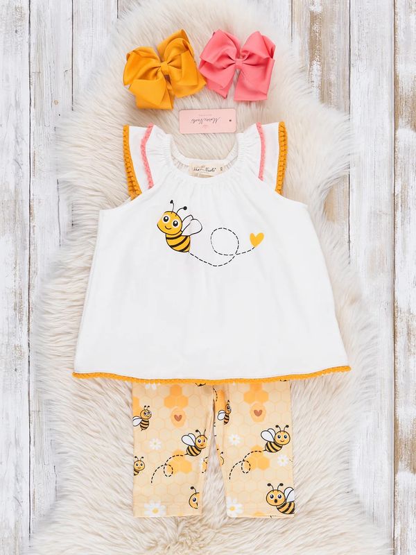 Yellow Busy Bees Ruffle Outfit