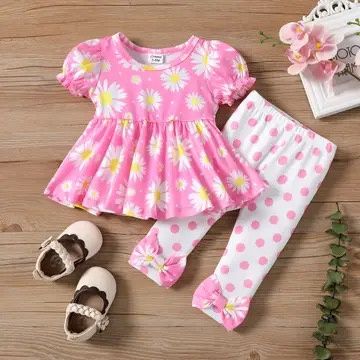 Pink Outfit Daisy Top Polka Dot Pants