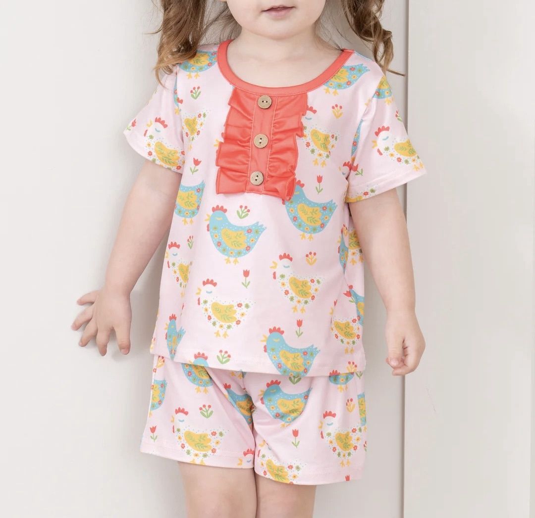 Pink &amp; Coral Chicken Pajamas