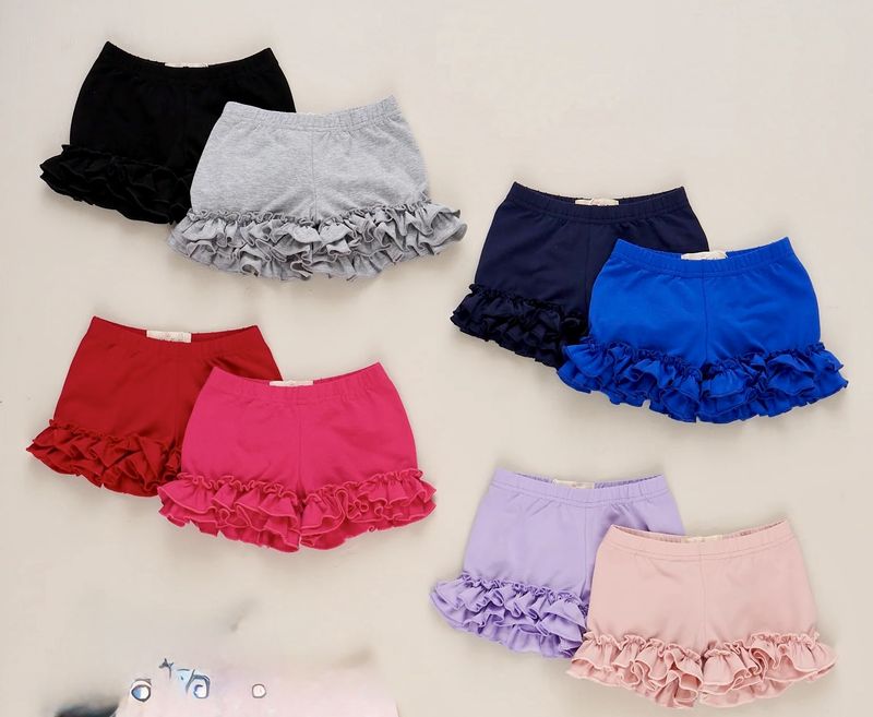 Ruffle Hem Cotton Shorts