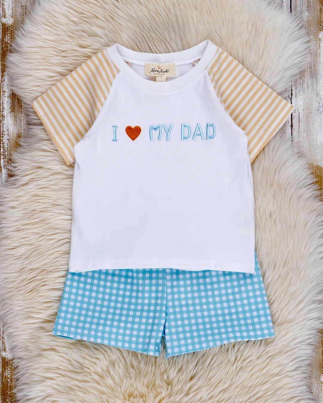 Blue Gingham Dad Love Outfit
