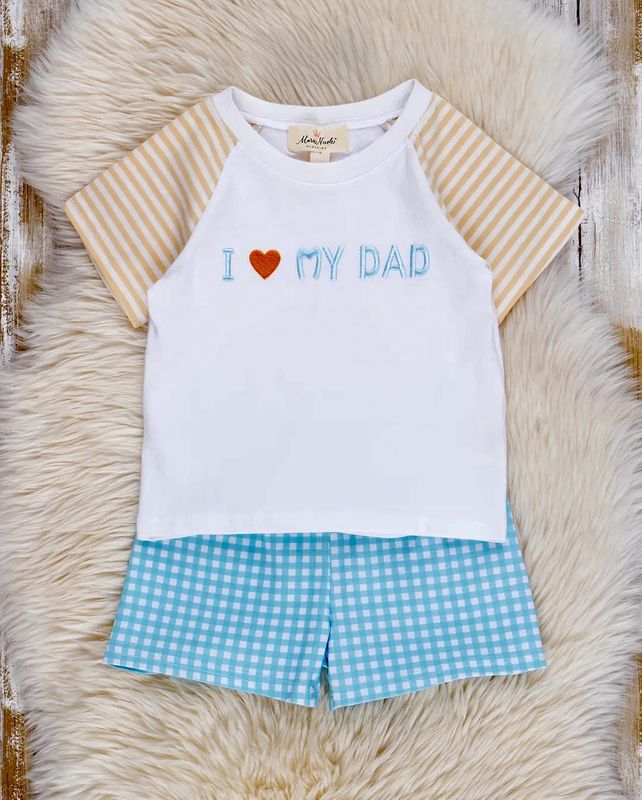 Blue Gingham Dad Love Outfit